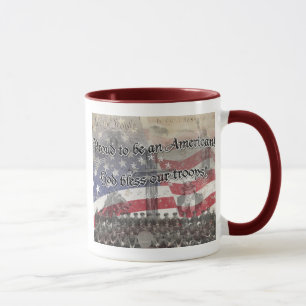 USA Heros God bless our troops with cross, vintage Mug