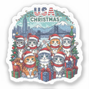 USA Holiday Cats – Cute Meowy Christmas Sticker
