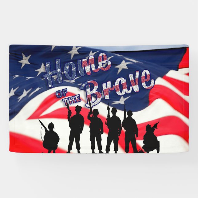 USA Home of the Brave Banner (Horizontal)