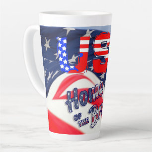 USA Home of the Brave Flag Latte Mug