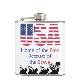 USA - Home of the Free Because of the Brave Hip Flask