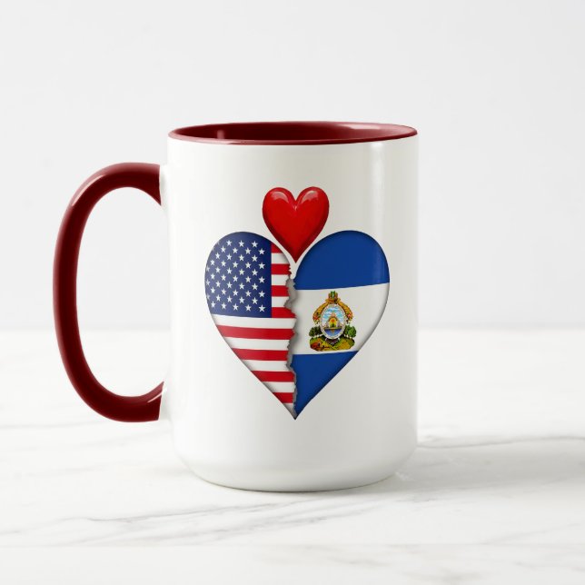 USA Honduras Heart flags Hispanic Heritage  Mug (Left)