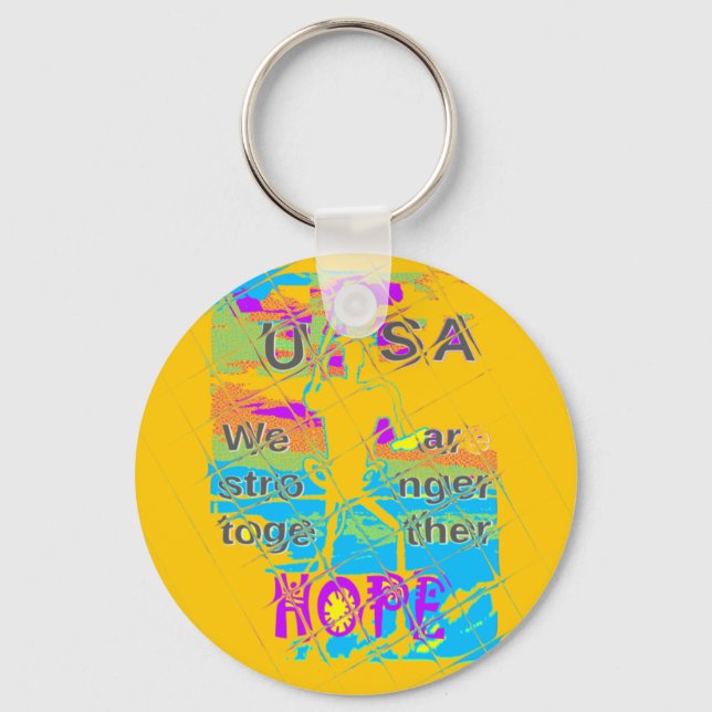 USA Hope: Colourful Textured Design Keychain (Front)