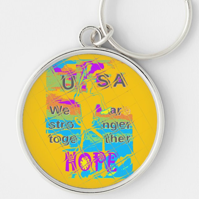 USA Hope: Colourful Textured Design Keychain (Front)