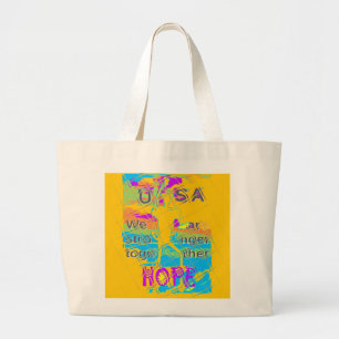 USA Hope: Colourful Textured Design Large Tote Bag