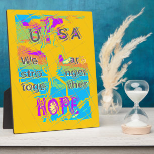 USA Hope: Colourful Textured Design Plaque