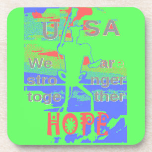 USA Hope: Neon Lemon & Orange Art Coaster