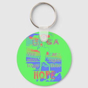 USA Hope: Neon Lemon & Orange Art Keychain