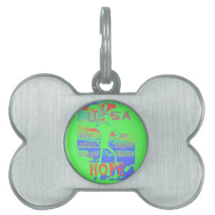 USA Hope: Neon Lemon & Orange Art Pet Tag