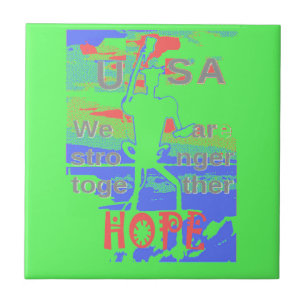 USA Hope: Neon Lemon & Orange Art Tile