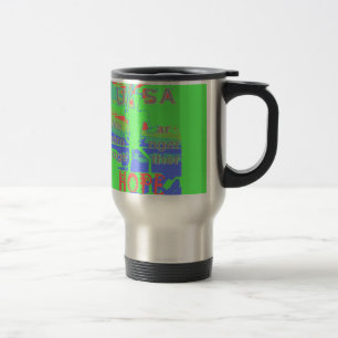 USA Hope: Neon Lemon & Orange Art Travel Mug