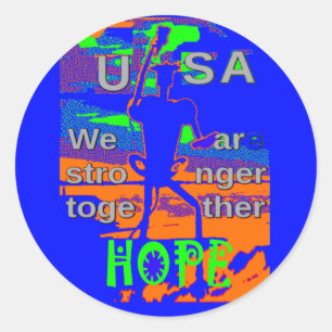 USA Hope Strong Together - A Patriotic Tapestry Classic Round Sticker