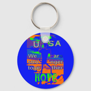 USA Hope Strong Together - A Patriotic Tapestry Keychain