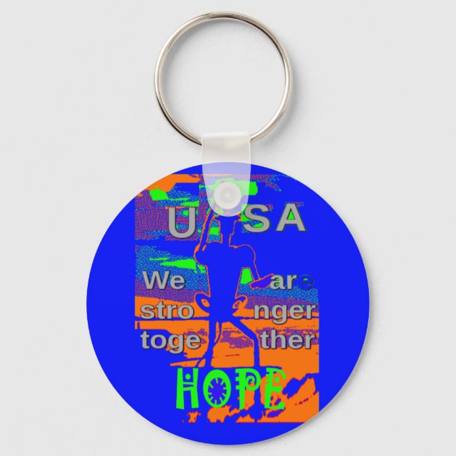 USA Hope Strong Together - A Patriotic Tapestry Keychain (Front)