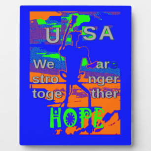 USA Hope Strong Together - A Patriotic Tapestry Plaque