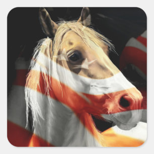 Usa Horse of Pride Flag Square Sticker