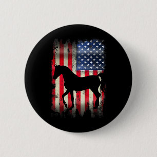 Usa Horse Vintage American Flag Funny Animal T Shi 2 Inch Round Button