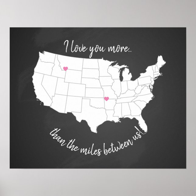 USA I love you more than the miles between us Poster (Front)
