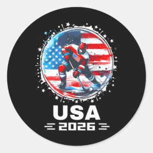 Usa Ice Hockey 2026 Hockey Lovers Classic Round Sticker