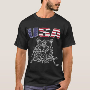 USA Ice Hockey Fans Jersey Flag Support Team Gear T-Shirt