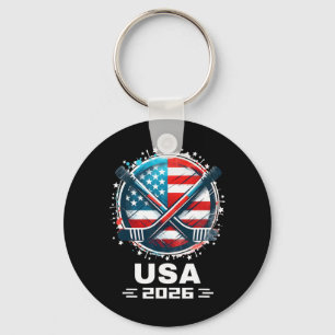 Usa Ice Hockey Lovers 2026 Hockey Fans Gifts Keychain