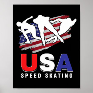 Usa Ice Skate Skating Skaters Speed Figure Skater  Poster
