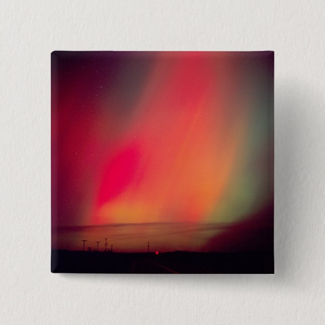 USA, Idaho. Aurora borealis, northern lights at 2 Inch Square Button (Front)
