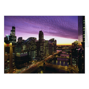 USA, IL, Chicago. Chicago skyline and river