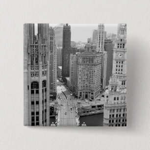 USA, IL, Chicago, Loop from Hotel 2 Inch Square Button