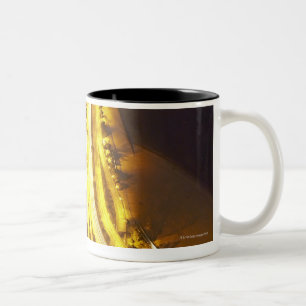 USA, Illinois, aerial view of Chicago at dusk Two-Tone Coffee Mug