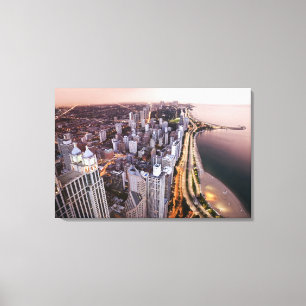 USA, Illinois, Chicago, Aerial view of Lake Canvas Print