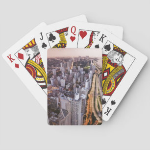 USA, Illinois, Chicago, Aerial view of Lake Playing Cards