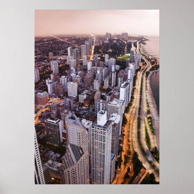 USA, Illinois, Chicago, Aerial view of Lake Poster (Front)