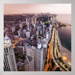USA, Illinois, Chicago, Aerial view of Lake Poster