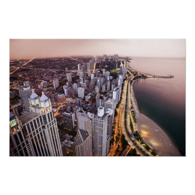 USA, Illinois, Chicago, Aerial view of Lake Poster (Front)