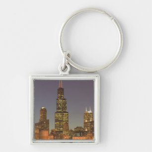 USA, Illinois, Chicago: City Skyline / Evening Keychain