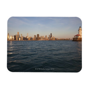 USA, Illinois, Chicago, City skyline over Lake 3 Magnet