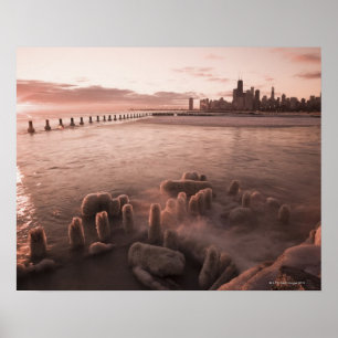USA, Illinois, Chicago, City skyline over Lake 4 Poster