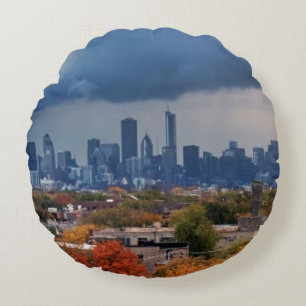 USA, Illinois, Chicago, cityscape Round Pillow