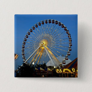 USA, Illinois, Chicago, Cityscapes, Lighted 2 Inch Square Button