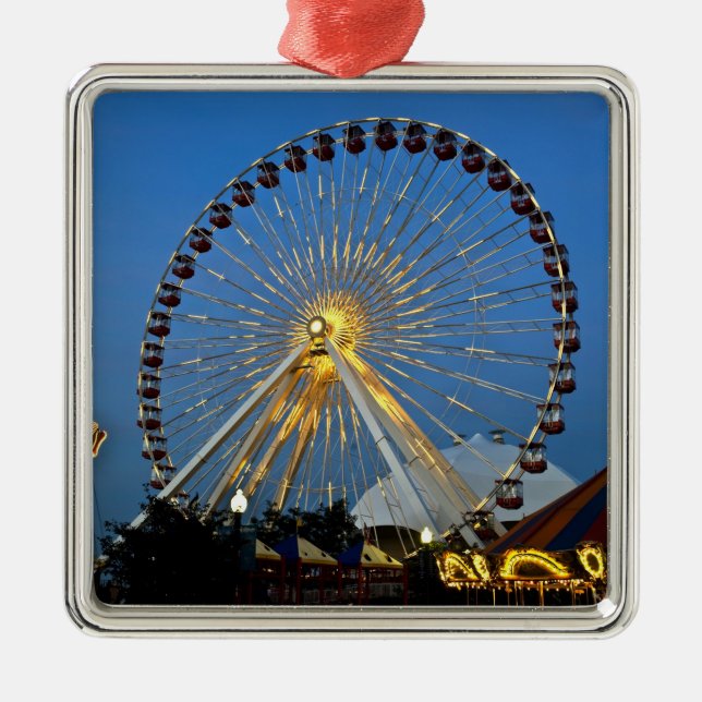 USA, Illinois, Chicago, Cityscapes, Lighted Metal Ornament (Front)