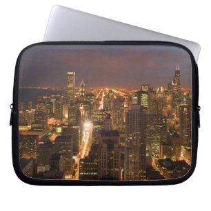 USA, Illinois, Chicago: Evening View of The Loop 2 Laptop Sleeve