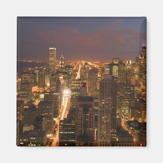 USA, Illinois, Chicago: Evening View of The Loop 2 Magnet (Front)
