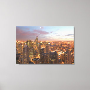 USA, Illinois, Chicago: Evening View of The Loop Canvas Print