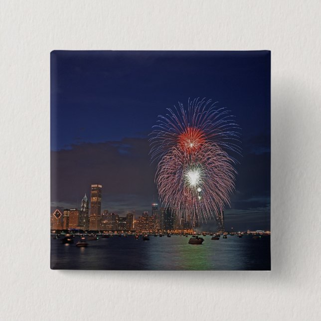 USA, Illinois, Chicago, Fourth of July fireworks 2 Inch Square Button (Front)