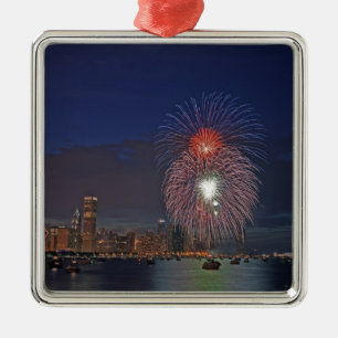 USA, Illinois, Chicago, Fourth of July fireworks Metal Ornament