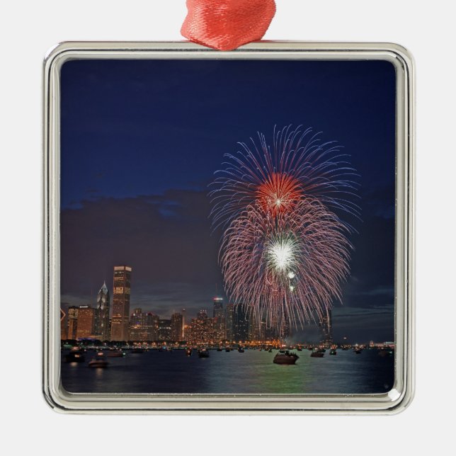 USA, Illinois, Chicago, Fourth of July fireworks Metal Ornament (Front)
