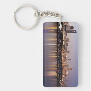 USA, Illinois, Chicago skyline at dusk Keychain
