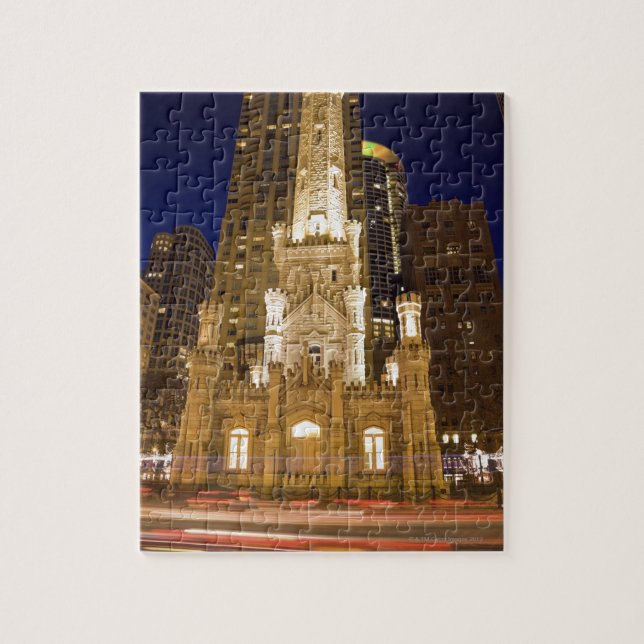 USA, Illinois, Chicago, Water Tower illuminated Jigsaw Puzzle (Vertical)