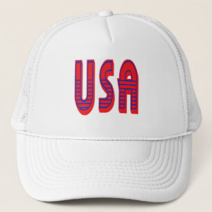 USA in Bold Red White and Blue Trucker Hat